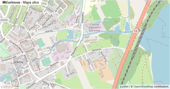 Mičurinova - mapa ulice