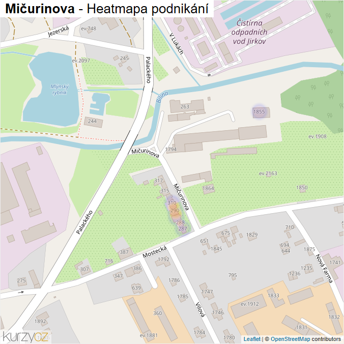Mapa Mičurinova - Firmy v ulici.