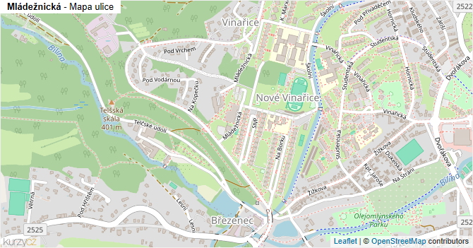 Mládežnická - mapa ulice