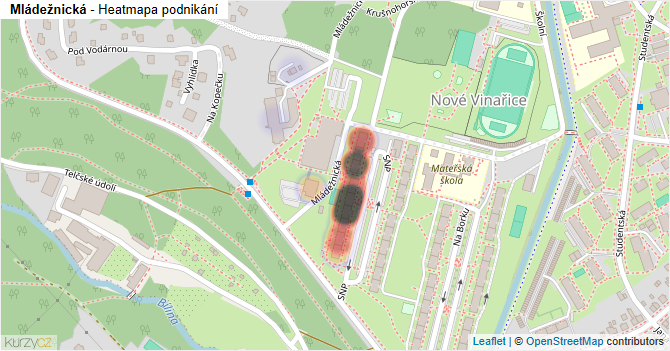 Mládežnická - mapa podnikání