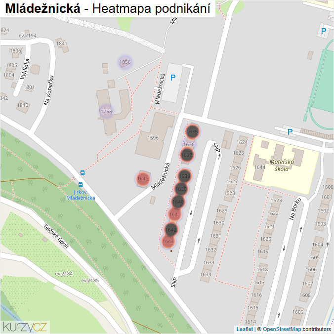 Mapa Mládežnická - Firmy v ulici.