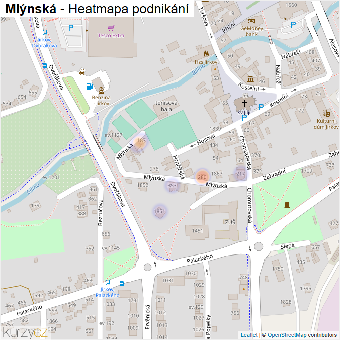 Mapa Mlýnská - Firmy v ulici.