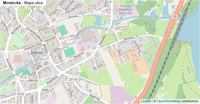 Mostecká - mapa ulice
