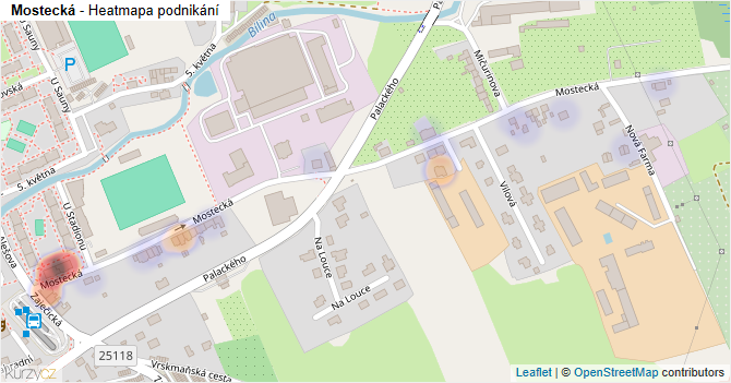 Mostecká - mapa podnikání
