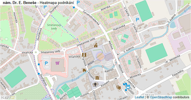 nám. Dr. E. Beneše - mapa podnikání