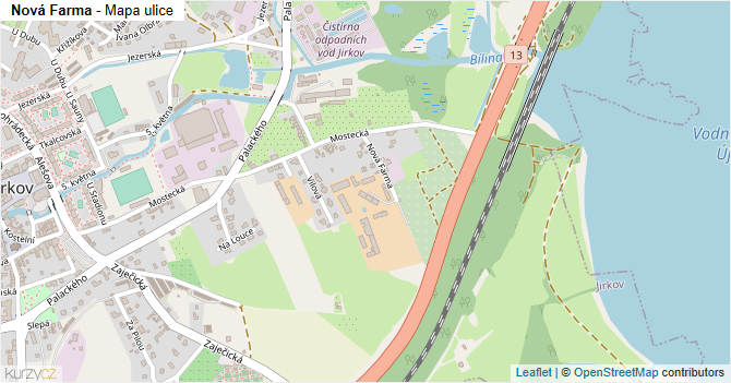 Nová Farma - mapa ulice