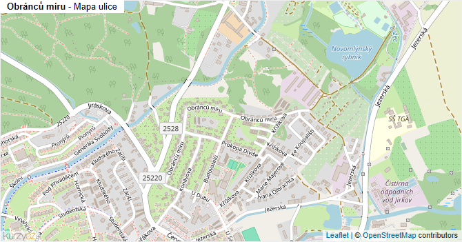 Obránců míru - mapa ulice