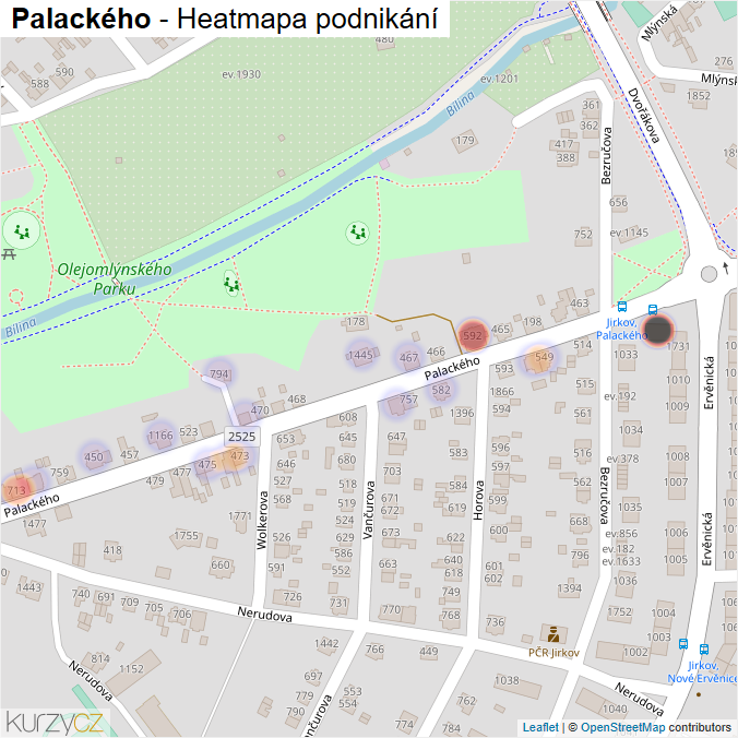 Mapa Palackého - Firmy v ulici.