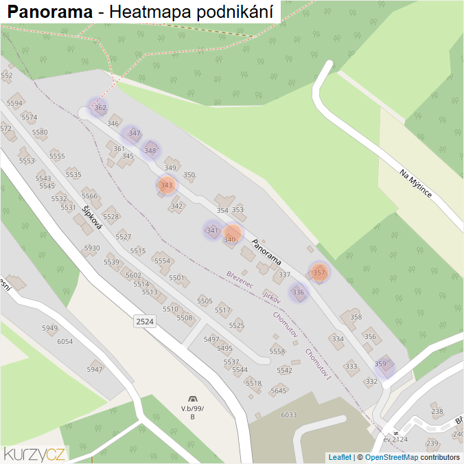 Mapa Panorama - Firmy v ulici.
