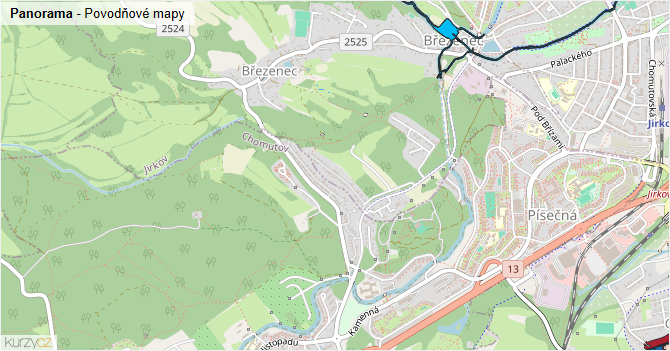 Panorama - záplavové mapy stoleté vody