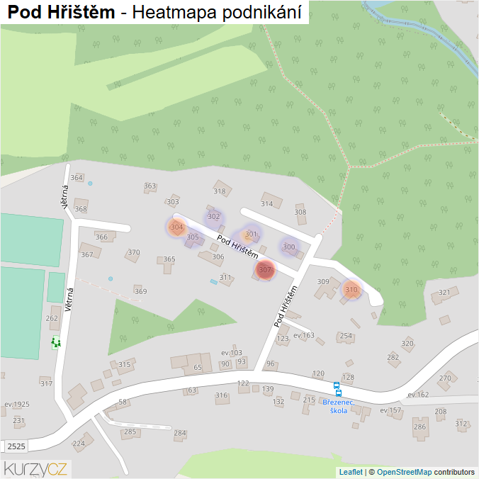 Mapa Pod Hřištěm - Firmy v ulici.