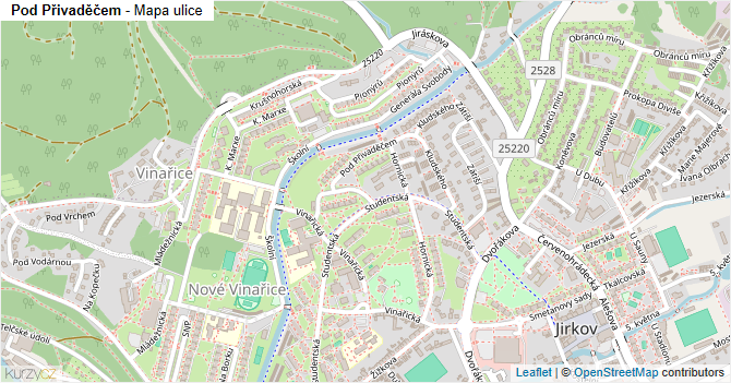 Pod Přivaděčem - mapa ulice