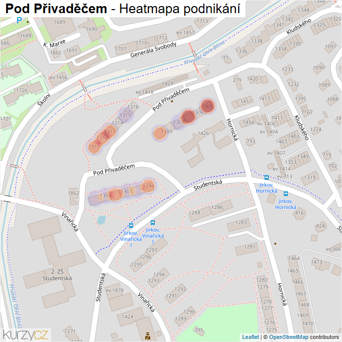 Mapa Pod Přivaděčem - Firmy v ulici.