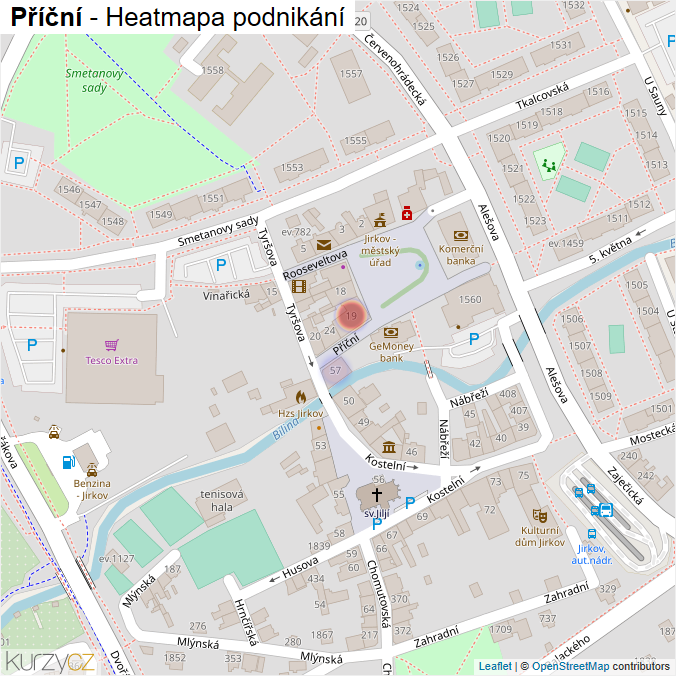 Mapa Příční - Firmy v ulici.