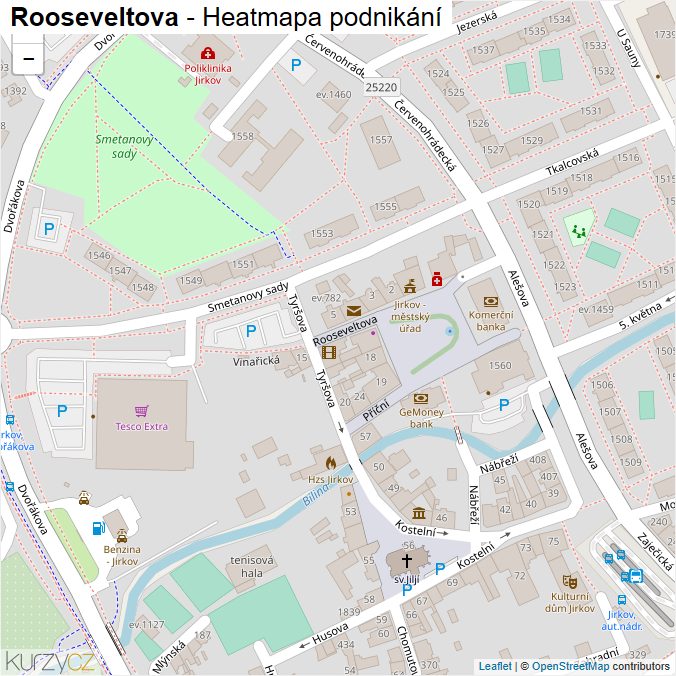 Mapa Rooseveltova - Firmy v ulici.
