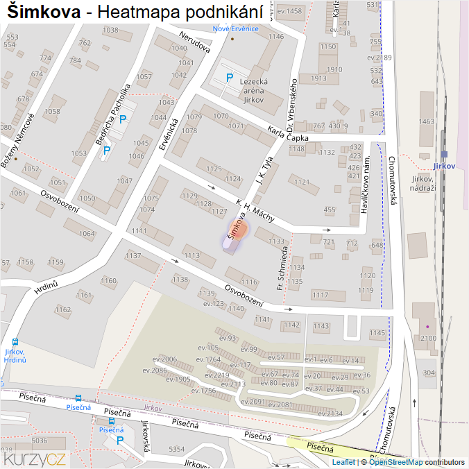 Mapa Šimkova - Firmy v ulici.