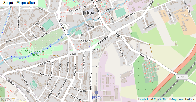 Slepá - mapa ulice