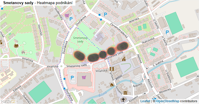Smetanovy sady - mapa podnikání