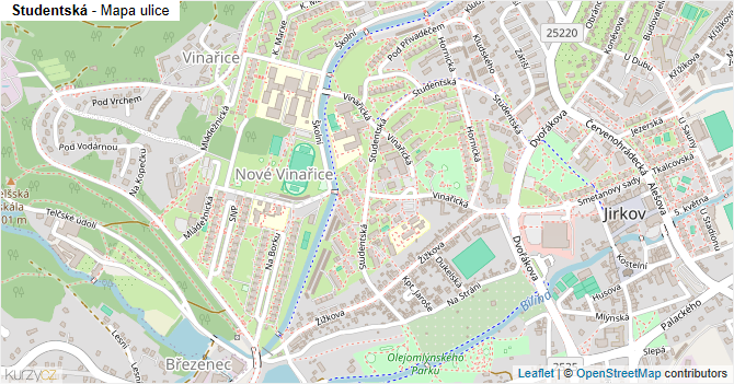 Studentská - mapa ulice