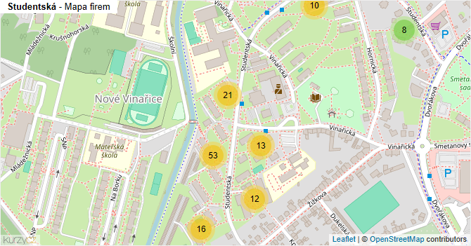 Studentská - mapa firem