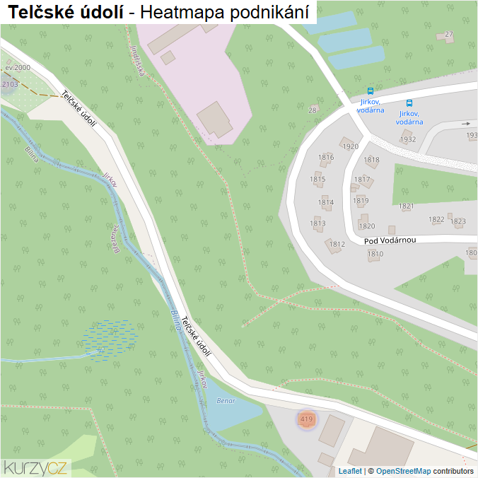 Mapa Telčské údolí - Firmy v ulici.