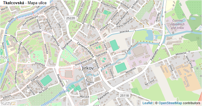Tkalcovská - mapa ulice