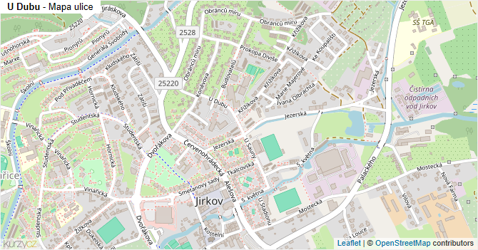 U Dubu - mapa ulice