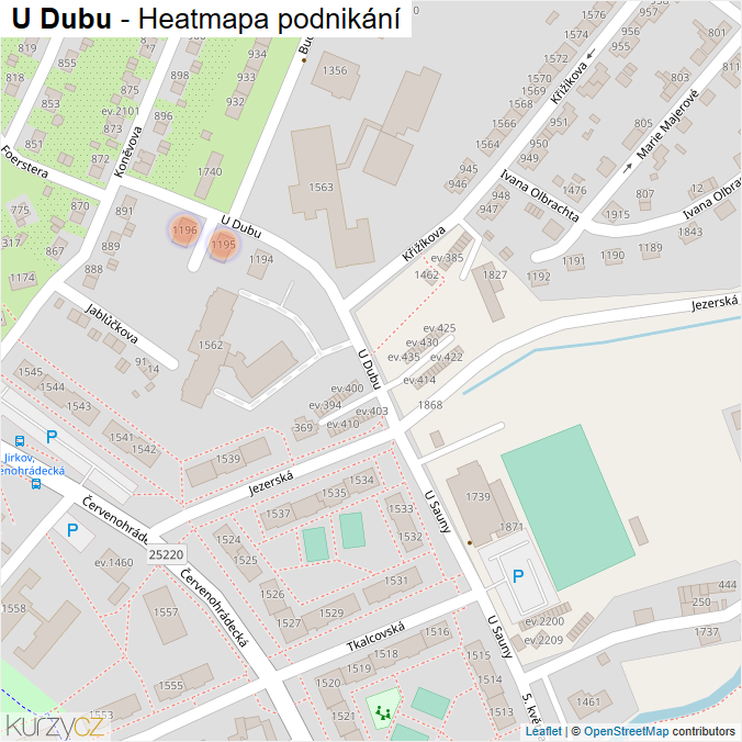 Mapa U Dubu - Firmy v ulici.