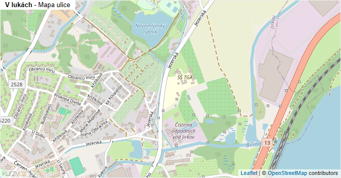 V lukách - mapa ulice
