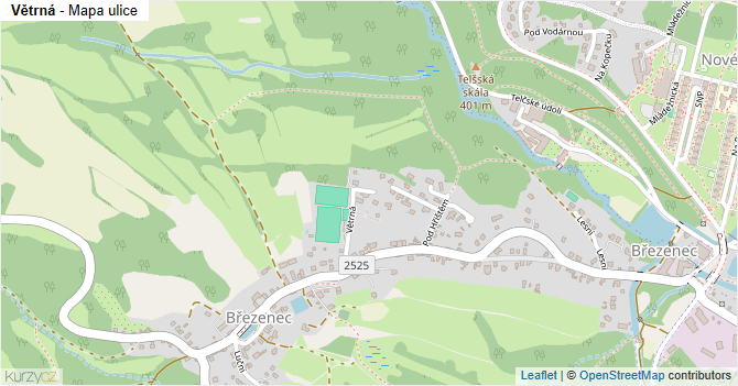 Větrná - mapa ulice