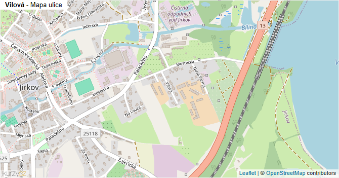 Vilová - mapa ulice