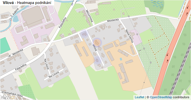 Vilová - mapa podnikání