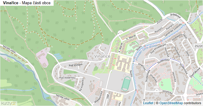 Vinařice - mapa části obce