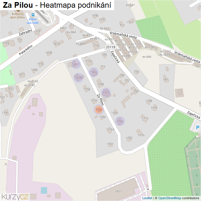 Mapa Za Pilou - Firmy v ulici.