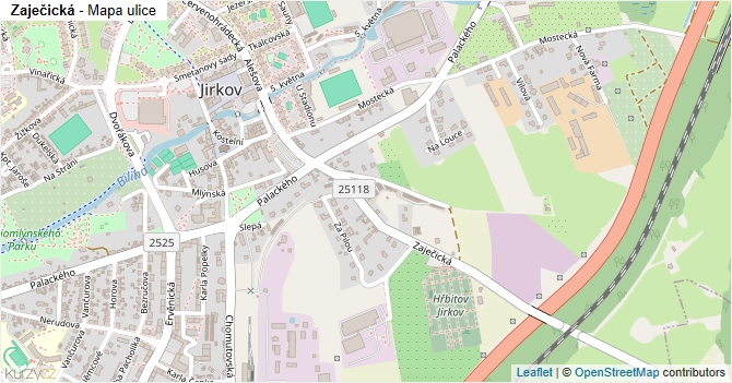 Zaječická - mapa ulice