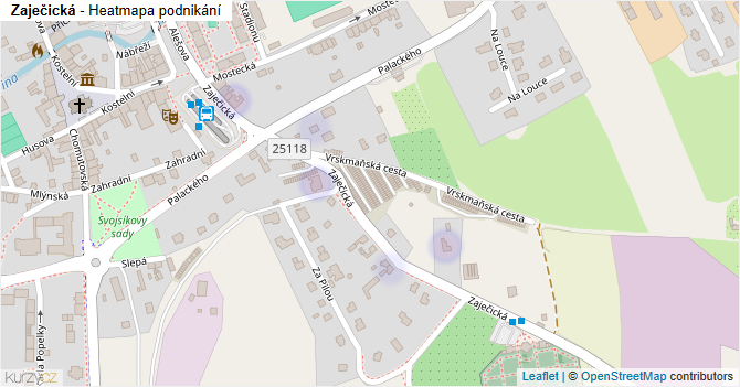 Zaječická - mapa podnikání