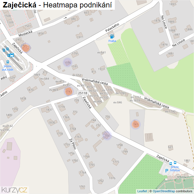 Mapa Zaječická - Firmy v ulici.