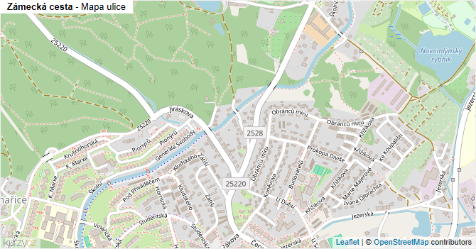 Zámecká cesta - mapa ulice