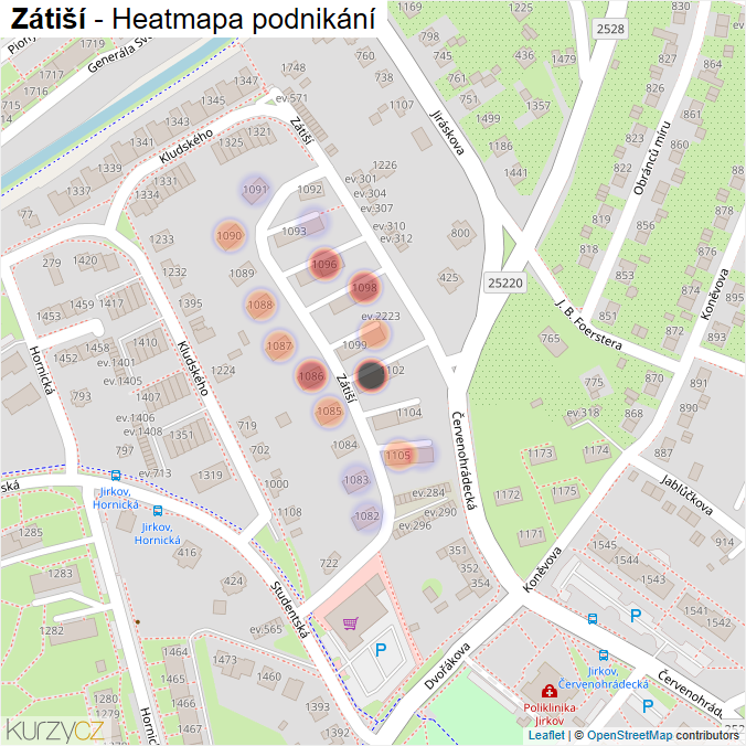 Mapa Zátiší - Firmy v ulici.