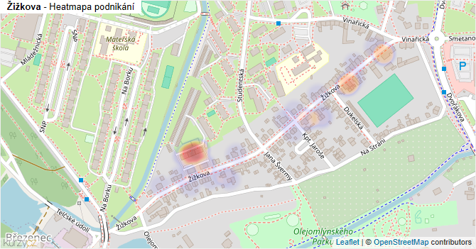 Žižkova - mapa podnikání