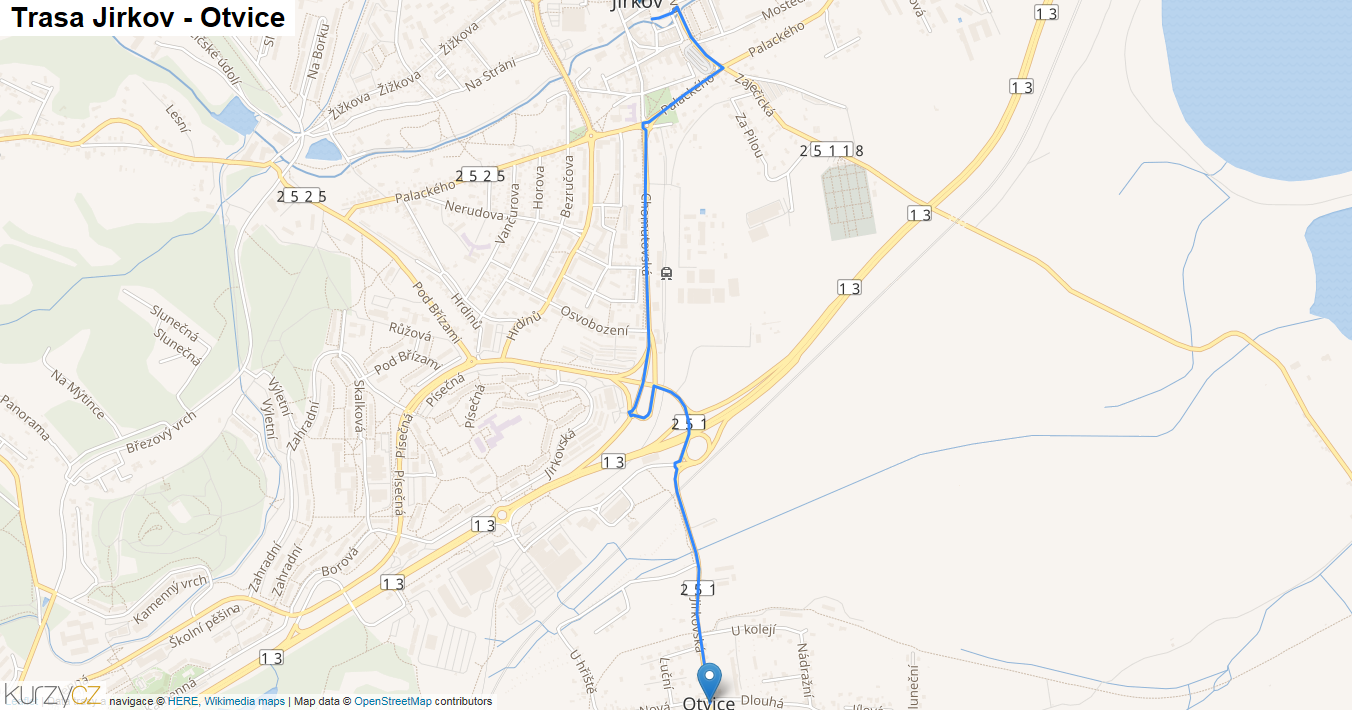 Jirkov-Otvice, mapa trasy