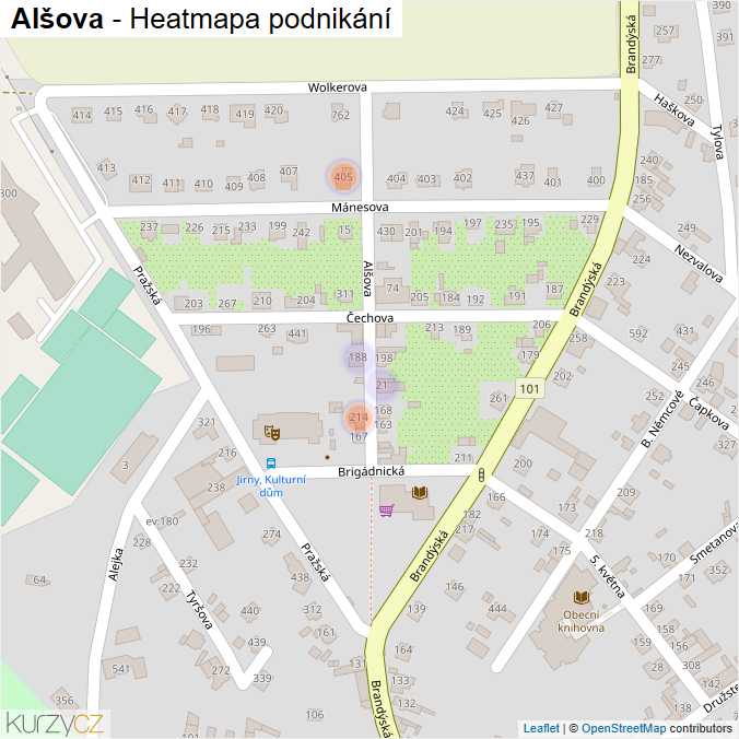 Mapa Alšova - Firmy v ulici.