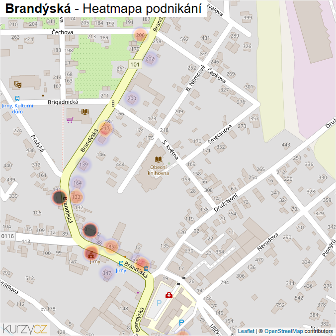 Mapa Brandýská - Firmy v ulici.