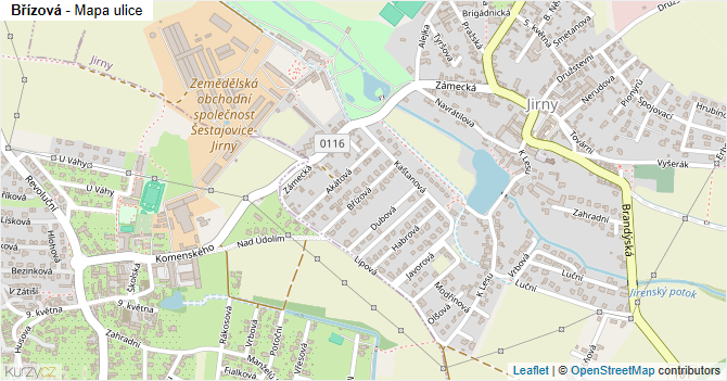 Břízová - mapa ulice