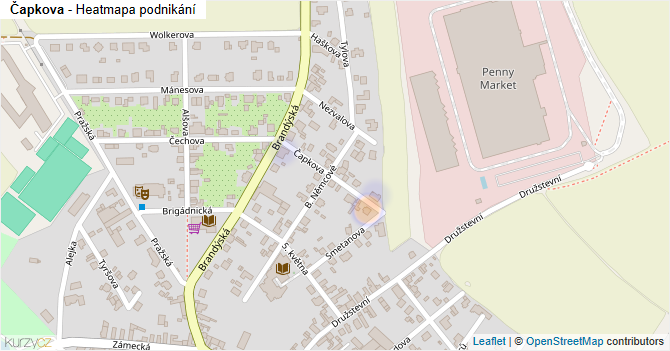 Čapkova - mapa podnikání