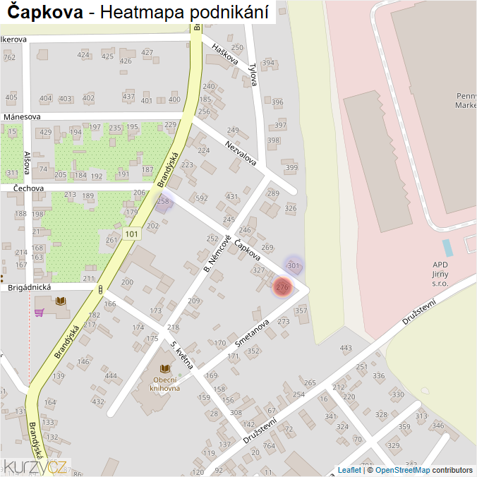 Mapa Čapkova - Firmy v ulici.