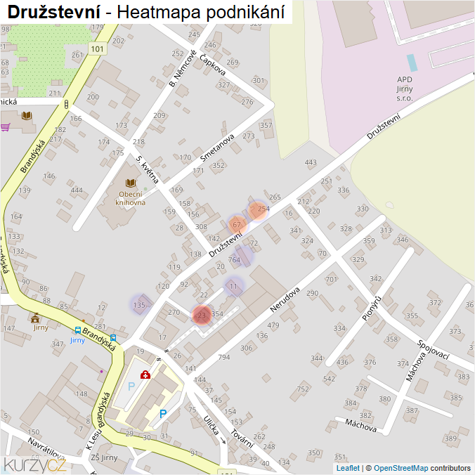 Mapa Družstevní - Firmy v ulici.