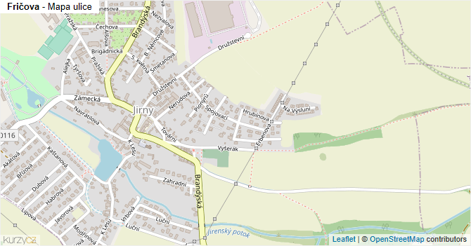 Fričova - mapa ulice