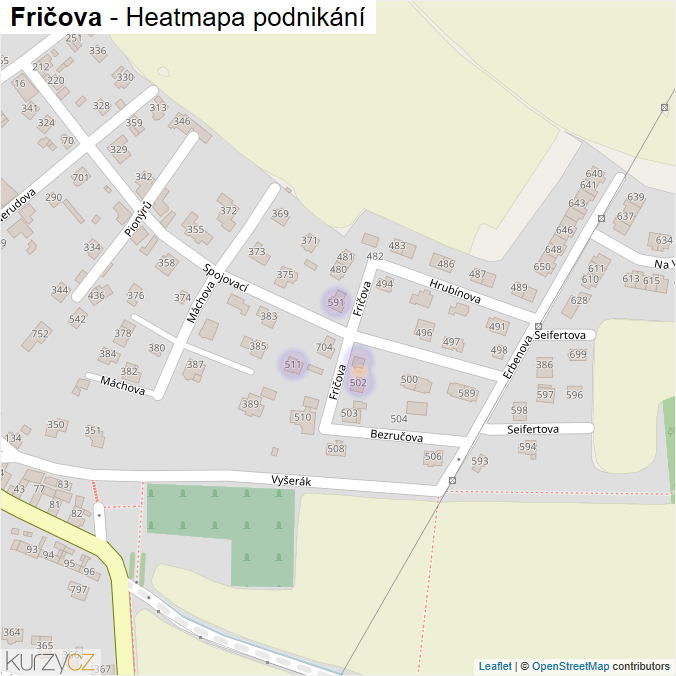 Mapa Fričova - Firmy v ulici.