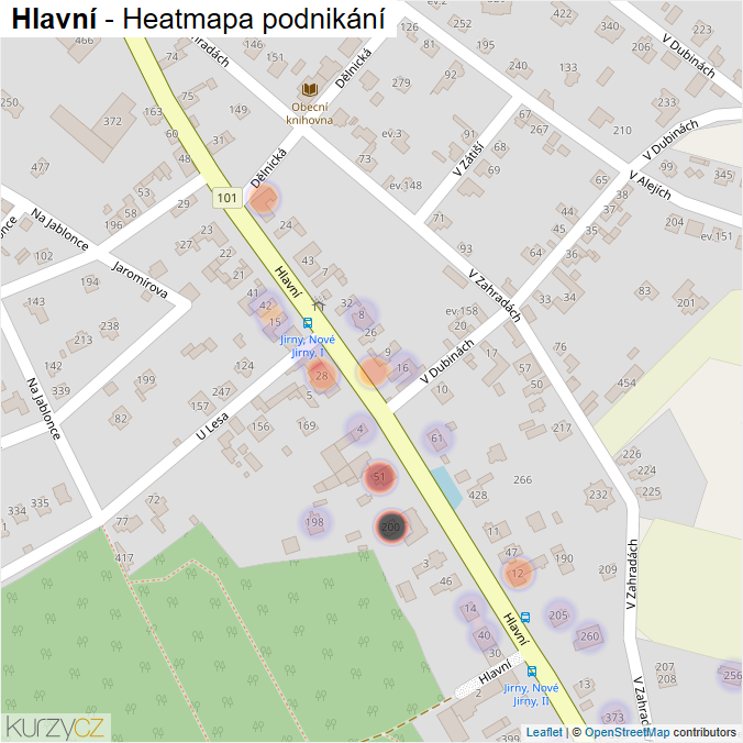 Mapa Hlavní - Firmy v ulici.